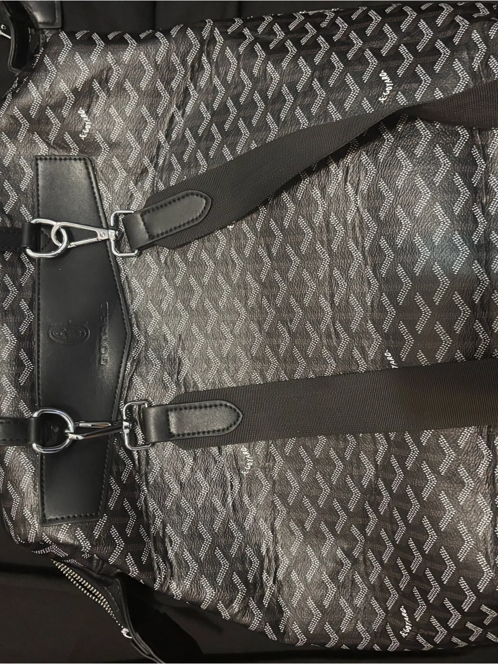 Men's Black Patterned Crossbody Bag